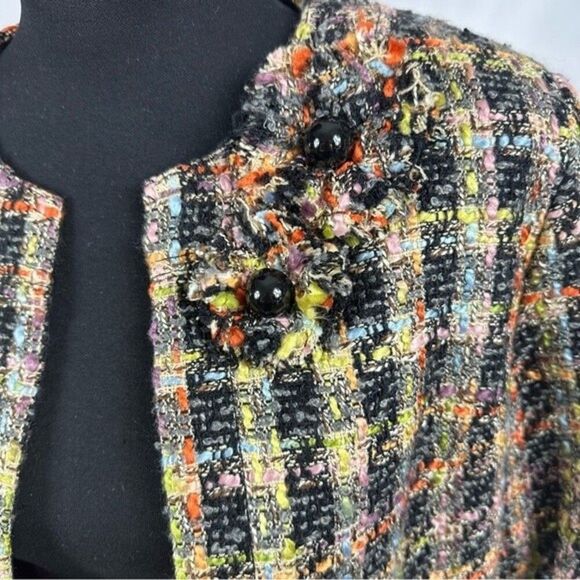 Anthracite Multi Color Tweed Open Front Jacket 12 - Picture 4 of 8